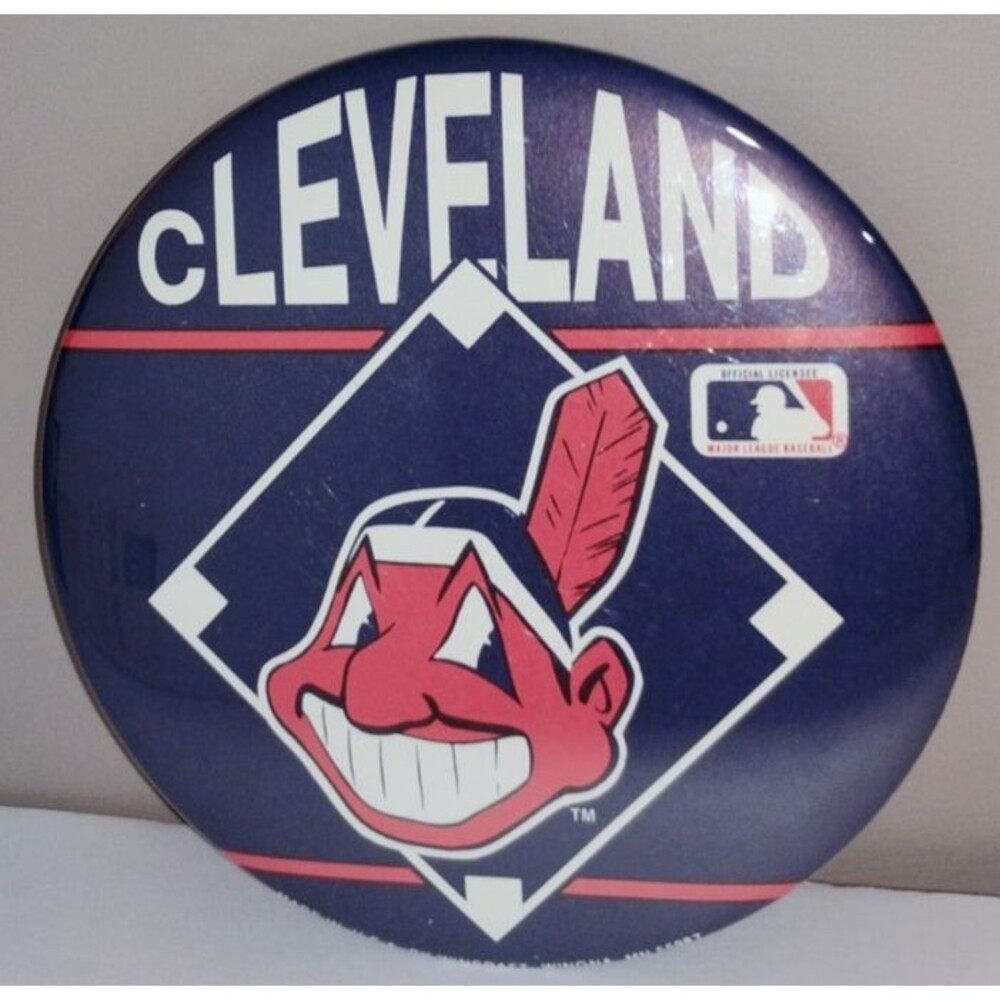 Cleveland Indians MLB Baseball Button Pin Vintage 6" Wincraft Cardboard Stand